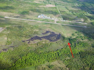 Smiths Falls Airport with grass runway at red arrow